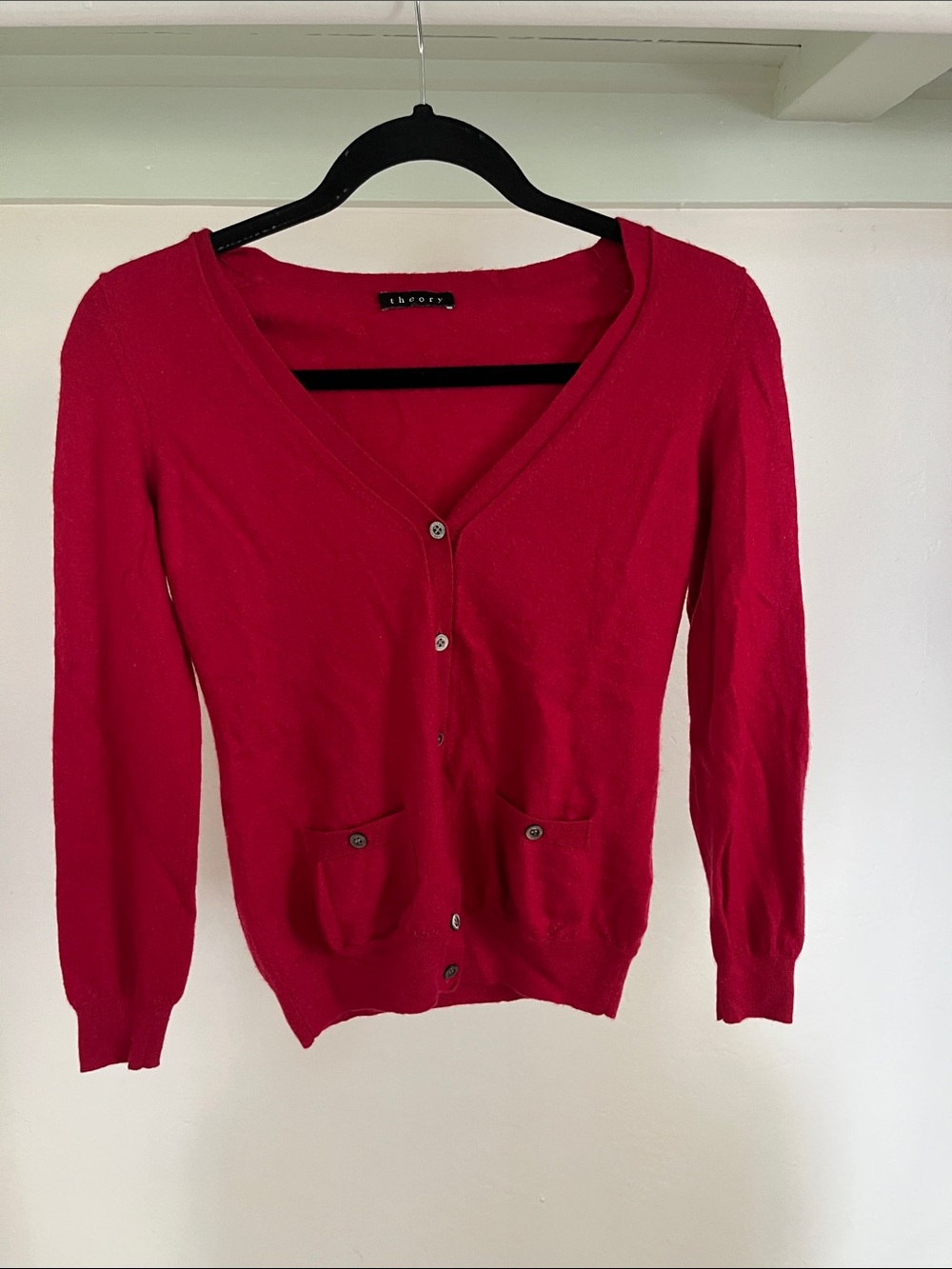 Theory red cashmere Cardigan